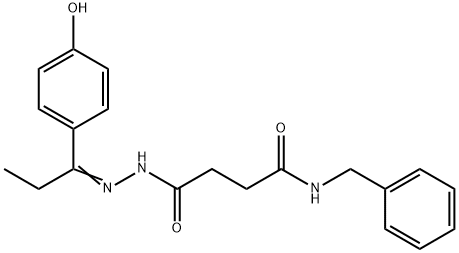 N-benzyl-4-{2-[1-(4-hydroxyphenyl)propylidene]hydrazino}-4-oxobutanamide Struktur