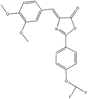 2-[4-(difluoromethoxy)phenyl]-4-(3,4-dimethoxybenzylidene)-1,3-oxazol-5(4H)-one Struktur