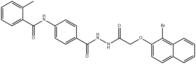 N-{4-[(2-{[(1-bromo-2-naphthyl)oxy]acetyl}hydrazino)carbonyl]phenyl}-2-methylbenzamide Struktur