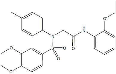 2-[{[3,4-bis(methyloxy)phenyl]sulfonyl}(4-methylphenyl)amino]-N-[2-(ethyloxy)phenyl]acetamide Struktur