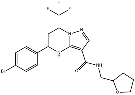 5-(4-bromophenyl)-N-(tetrahydro-2-furanylmethyl)-7-(trifluoromethyl)-4,5,6,7-tetrahydropyrazolo[1,5-a]pyrimidine-3-carboxamide Struktur