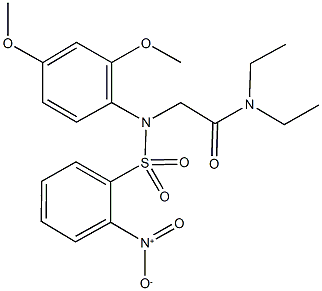 2-[[2,4-bis(methyloxy)phenyl]({2-nitrophenyl}sulfonyl)amino]-N,N-diethylacetamide Struktur