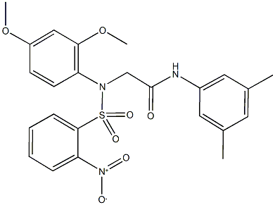 N-(3,5-dimethylphenyl)-2-[({2-nitrophenyl}sulfonyl)-2,4-dimethoxyanilino]acetamide Struktur