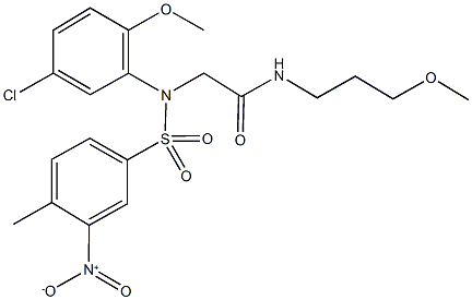 2-[5-chloro({3-nitro-4-methylphenyl}sulfonyl)-2-methoxyanilino]-N-(3-methoxypropyl)acetamide Struktur