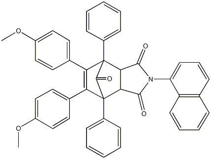 8,9-bis(4-methoxyphenyl)-4-(1-naphthyl)-1,7-diphenyl-4-azatricyclo[5.2.1.0~2,6~]dec-8-ene-3,5,10-trione Struktur