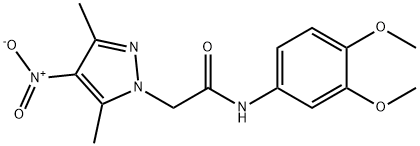 N-(3,4-dimethoxyphenyl)-2-{4-nitro-3,5-dimethyl-1H-pyrazol-1-yl}acetamide Struktur