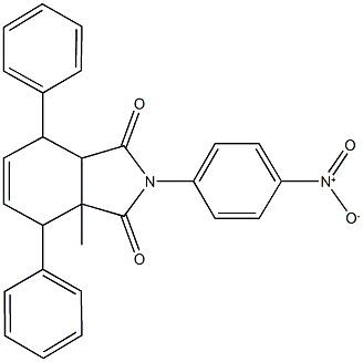 2-{4-nitrophenyl}-3a-methyl-4,7-diphenyl-3a,4,7,7a-tetrahydro-1H-isoindole-1,3(2H)-dione Struktur