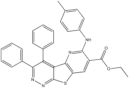 ethyl 3,4-diphenyl-6-(4-toluidino)pyrido[2',3':4,5]thieno[2,3-c]pyridazine-7-carboxylate Struktur