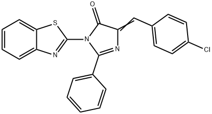 3-(1,3-benzothiazol-2-yl)-5-(4-chlorobenzylidene)-2-phenyl-3,5-dihydro-4H-imidazol-4-one Struktur