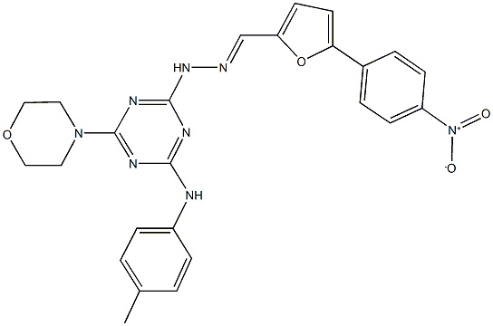 5-{4-nitrophenyl}-2-furaldehyde [4-(4-morpholinyl)-6-(4-toluidino)-1,3,5-triazin-2-yl]hydrazone Struktur