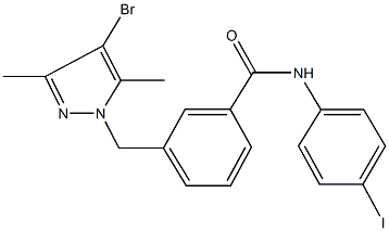 3-[(4-bromo-3,5-dimethyl-1H-pyrazol-1-yl)methyl]-N-(4-iodophenyl)benzamide Struktur