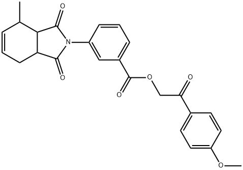 2-(4-methoxyphenyl)-2-oxoethyl 3-(4-methyl-1,3-dioxo-1,3,3a,4,7,7a-hexahydro-2H-isoindol-2-yl)benzoate Struktur