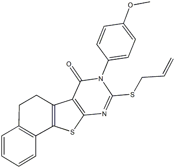 9-(allylthio)-8-(4-methoxyphenyl)-5,8-dihydronaphtho[2',1':4,5]thieno[2,3-d]pyrimidin-7(6H)-one Struktur