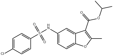 isopropyl 5-{[(4-chlorophenyl)sulfonyl]amino}-2-methyl-1-benzofuran-3-carboxylate Struktur