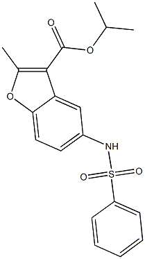 isopropyl 2-methyl-5-[(phenylsulfonyl)amino]-1-benzofuran-3-carboxylate Struktur