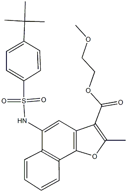 2-methoxyethyl 5-{[(4-tert-butylphenyl)sulfonyl]amino}-2-methylnaphtho[1,2-b]furan-3-carboxylate Struktur