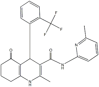 2-methyl-N-(6-methylpyridin-2-yl)-5-oxo-4-[2-(trifluoromethyl)phenyl]-1,4,5,6,7,8-hexahydroquinoline-3-carboxamide Struktur