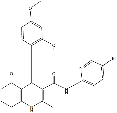 N-(5-bromo-2-pyridinyl)-4-(2,4-dimethoxyphenyl)-2-methyl-5-oxo-1,4,5,6,7,8-hexahydro-3-quinolinecarboxamide Struktur