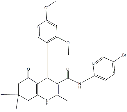 N-(5-bromo-2-pyridinyl)-4-(2,4-dimethoxyphenyl)-2,7,7-trimethyl-5-oxo-1,4,5,6,7,8-hexahydro-3-quinolinecarboxamide Struktur