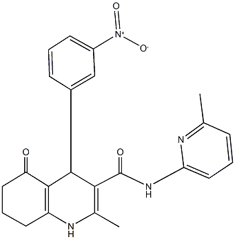 4-{3-nitrophenyl}-2-methyl-N-(6-methylpyridin-2-yl)-5-oxo-1,4,5,6,7,8-hexahydroquinoline-3-carboxamide Struktur