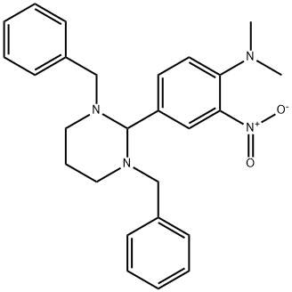 1,3-dibenzyl-2-{4-(dimethylamino)-3-nitrophenyl}hexahydropyrimidine Struktur