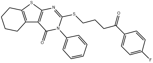 2-{[4-(4-fluorophenyl)-4-oxobutyl]sulfanyl}-3-phenyl-5,6,7,8-tetrahydro[1]benzothieno[2,3-d]pyrimidin-4(3H)-one Struktur