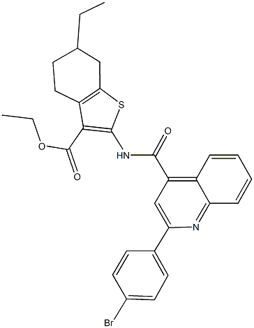 ethyl 2-({[2-(4-bromophenyl)-4-quinolinyl]carbonyl}amino)-6-ethyl-4,5,6,7-tetrahydro-1-benzothiophene-3-carboxylate Struktur