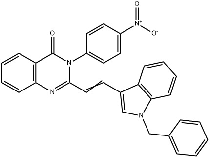 2-[2-(1-benzyl-1H-indol-3-yl)vinyl]-3-{4-nitrophenyl}-4(3H)-quinazolinone Struktur