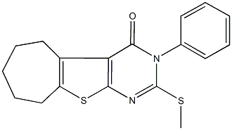 2-(methylsulfanyl)-3-phenyl-3,5,6,7,8,9-hexahydro-4H-cyclohepta[4,5]thieno[2,3-d]pyrimidin-4-one Struktur