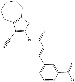 N-(3-cyano-5,6,7,8-tetrahydro-4H-cyclohepta[b]thien-2-yl)-3-{3-nitrophenyl}acrylamide Struktur