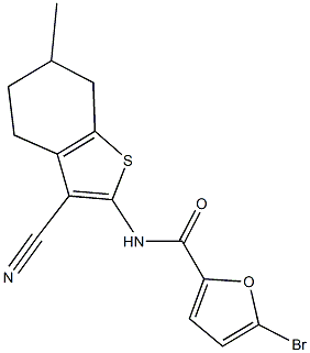 5-bromo-N-(3-cyano-6-methyl-4,5,6,7-tetrahydro-1-benzothien-2-yl)-2-furamide Struktur