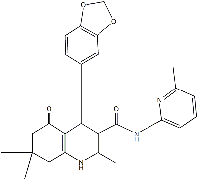 4-(1,3-benzodioxol-5-yl)-2,7,7-trimethyl-N-(6-methylpyridin-2-yl)-5-oxo-1,4,5,6,7,8-hexahydroquinoline-3-carboxamide Struktur