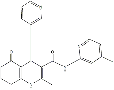 2-methyl-N-(4-methylpyridin-2-yl)-5-oxo-4-pyridin-3-yl-1,4,5,6,7,8-hexahydroquinoline-3-carboxamide Struktur