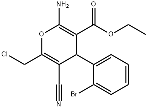 ethyl 2-amino-4-(2-bromophenyl)-6-(chloromethyl)-5-cyano-4H-pyran-3-carboxylate Struktur