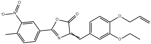 4-[4-(allyloxy)-3-ethoxybenzylidene]-2-{3-nitro-4-methylphenyl}-1,3-oxazol-5(4H)-one Struktur