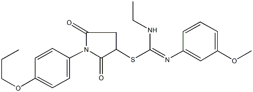 2,5-dioxo-1-(4-propoxyphenyl)-3-pyrrolidinyl N-ethyl-N'-(3-methoxyphenyl)imidothiocarbamate Struktur