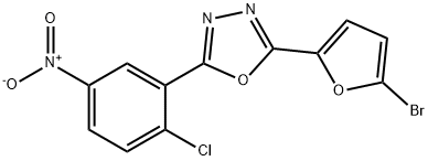 2-(5-bromo-2-furyl)-5-{2-chloro-5-nitrophenyl}-1,3,4-oxadiazole Struktur