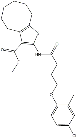 methyl 2-{[4-(4-chloro-2-methylphenoxy)butanoyl]amino}-4,5,6,7,8,9-hexahydrocycloocta[b]thiophene-3-carboxylate Struktur