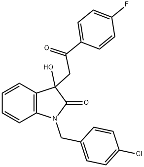 1-(4-chlorobenzyl)-3-[2-(4-fluorophenyl)-2-oxoethyl]-3-hydroxy-1,3-dihydro-2H-indol-2-one Struktur