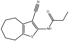 N-(3-cyano-5,6,7,8-tetrahydro-4H-cyclohepta[b]thien-2-yl)propanamide Struktur