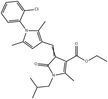 ethyl 4-{[1-(2-chlorophenyl)-2,5-dimethyl-1H-pyrrol-3-yl]methylene}-1-isobutyl-2-methyl-5-oxo-4,5-dihydro-1H-pyrrole-3-carboxylate Struktur