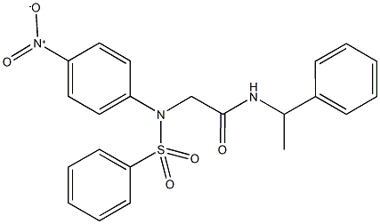 2-[{4-nitrophenyl}(phenylsulfonyl)amino]-N-(1-phenylethyl)acetamide Struktur