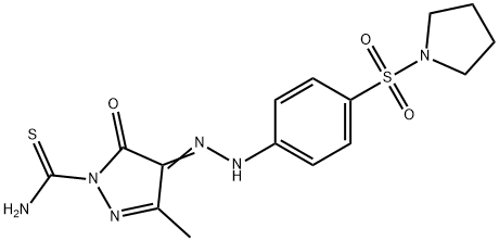 3-methyl-5-oxo-4-{[4-(1-pyrrolidinylsulfonyl)phenyl]hydrazono}-4,5-dihydro-1H-pyrazole-1-carbothioamide Struktur