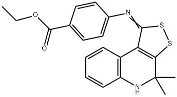 ethyl 4-[(4,4-dimethyl-4,5-dihydro-1H-[1,2]dithiolo[3,4-c]quinolin-1-ylidene)amino]benzoate Struktur