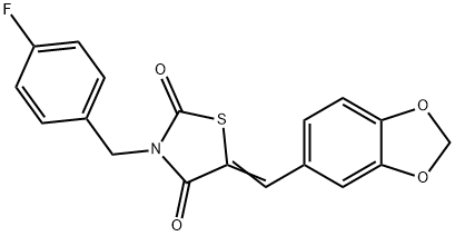 5-(1,3-benzodioxol-5-ylmethylene)-3-(4-fluorobenzyl)-1,3-thiazolidine-2,4-dione Struktur