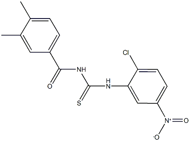 N-{2-chloro-5-nitrophenyl}-N'-(3,4-dimethylbenzoyl)thiourea Struktur