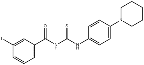 N-(3-fluorobenzoyl)-N'-[4-(1-piperidinyl)phenyl]thiourea Struktur