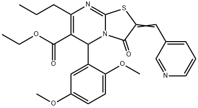 ethyl 5-(2,5-dimethoxyphenyl)-3-oxo-7-propyl-2-(3-pyridinylmethylene)-2,3-dihydro-5H-[1,3]thiazolo[3,2-a]pyrimidine-6-carboxylate Struktur