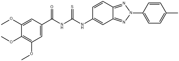 N-[2-(4-methylphenyl)-2H-1,2,3-benzotriazol-5-yl]-N'-(3,4,5-trimethoxybenzoyl)thiourea Struktur