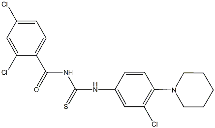 N-[3-chloro-4-(1-piperidinyl)phenyl]-N'-(2,4-dichlorobenzoyl)thiourea Struktur